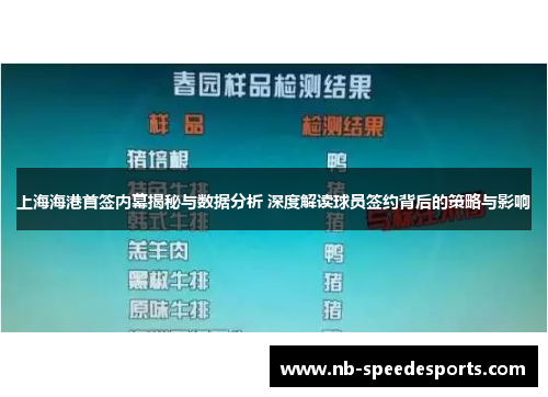 上海海港首签内幕揭秘与数据分析 深度解读球员签约背后的策略与影响