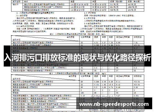 入河排污口排放标准的现状与优化路径探析